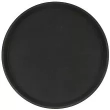 Поднос прорезиненный круглый LUXSTAHL 400х25 мм черный [1600CT Black] кт939